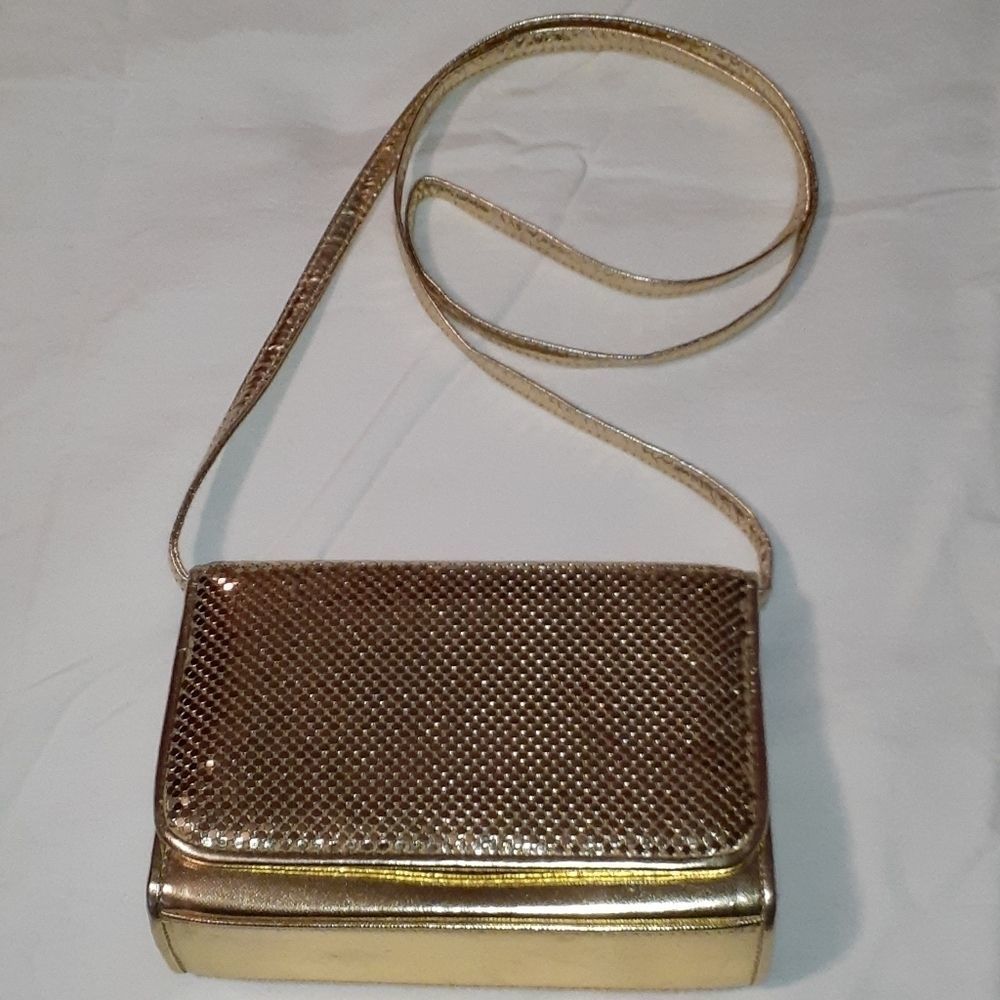 Whiting & Davis Gold Metal Mesh Evening‎ Bag Purse